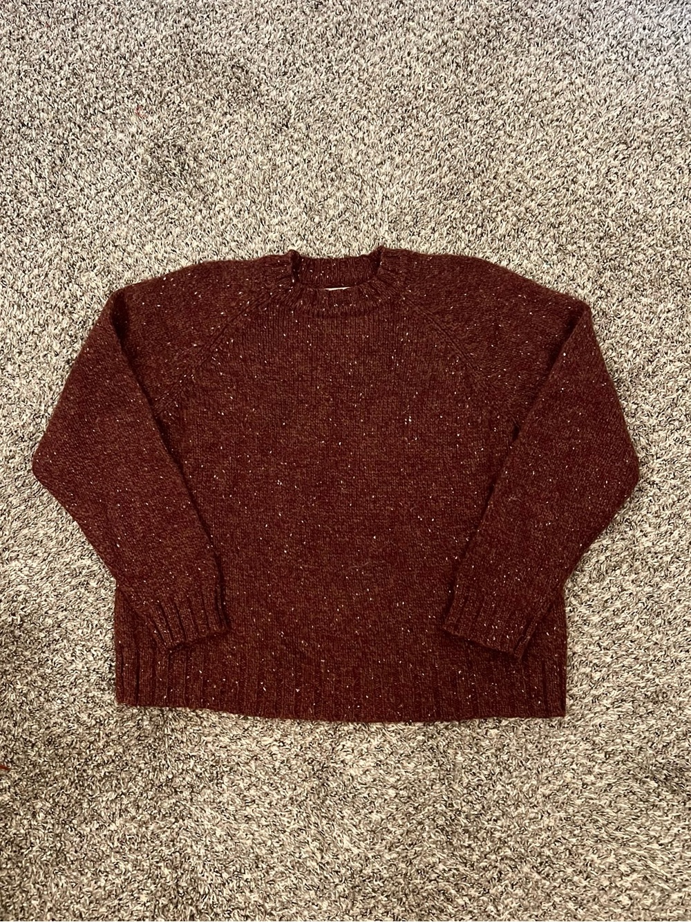 Vintage Abercrombie & Fitch wool maroon speckled knit sweater 1990’s cabin snow